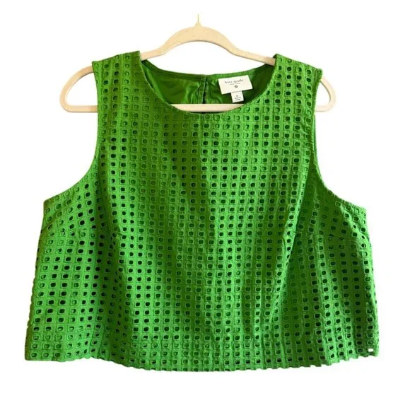 Kate Spade X Target Eyelet Shell Tank Blouse Top Women’s XL Green Sleeveless - Picture 2 of 8